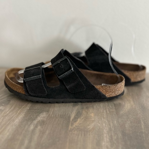 Birkenstock Shoes - Birkenstock Suede two strap sandals, Black